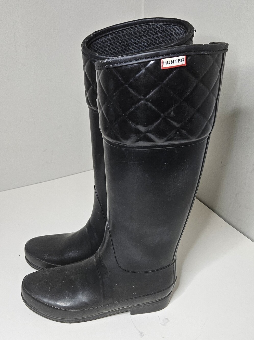 Hunter Boots Regent Rigley Quilted Riding Rain Black Rubber Women's 6